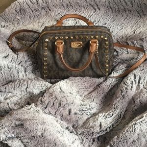 Mk gold studded monogram brown purse